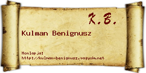 Kulman Benignusz névjegykártya